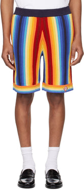 Multicolor Gradient Stripe Towelling Shorts
