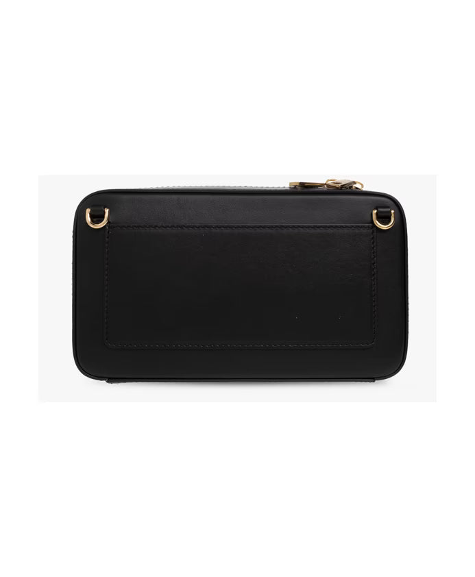 Leather shoulder bag with logo