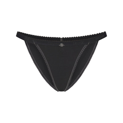 Lightweight Cotton Logo Picot String Bikini