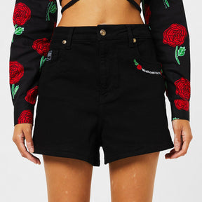 Rose Denim Shorts