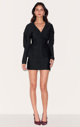 Black Knitted Tailored Mini Skirt