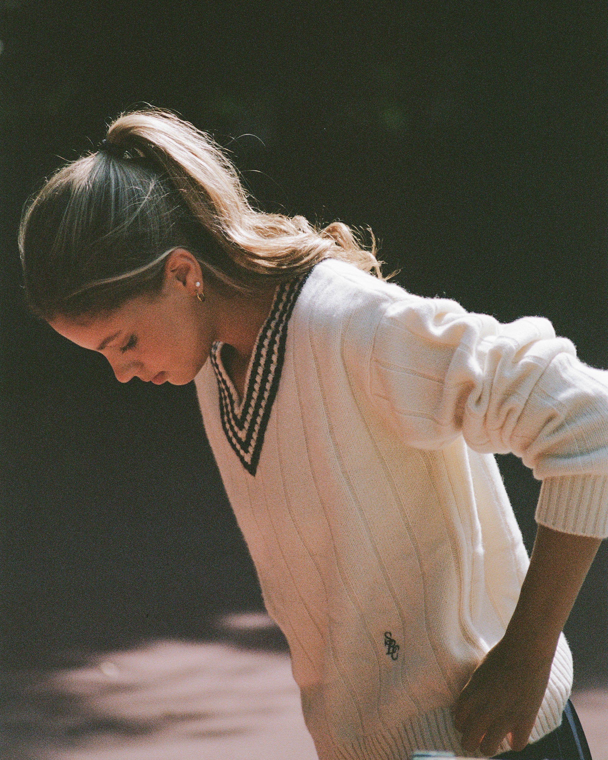 SRC Cricket Cashmere Sweater - Ecru/Navy