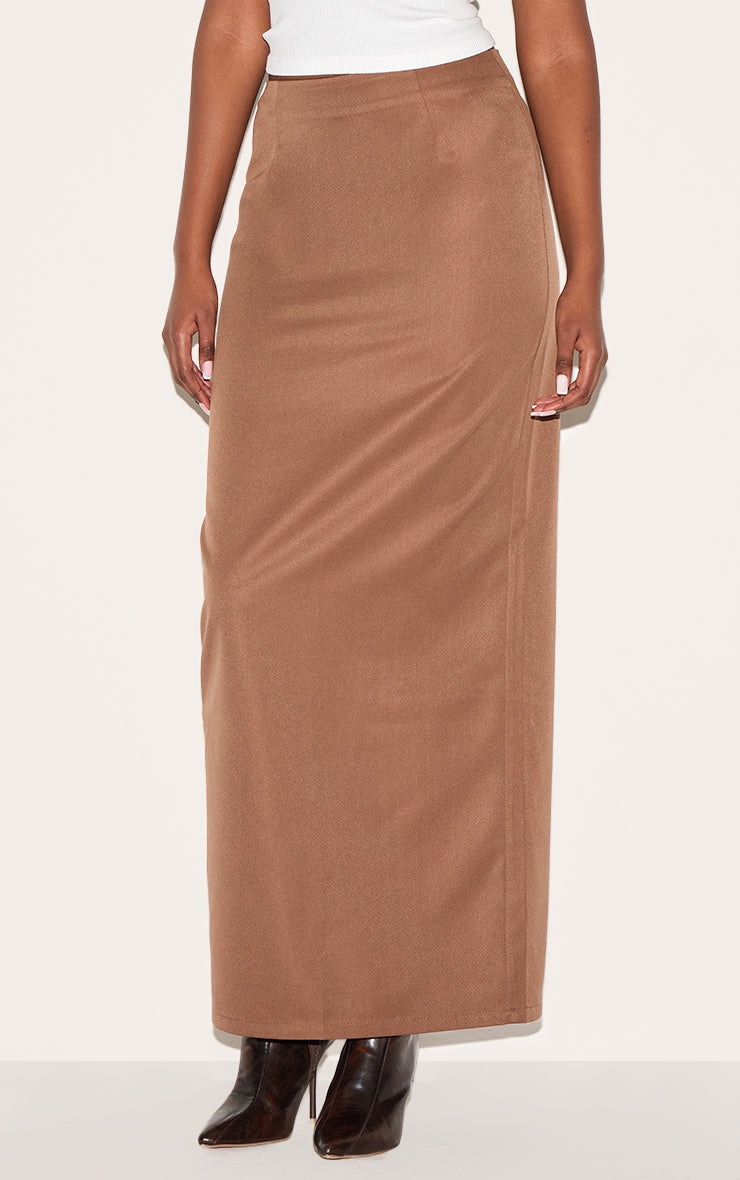 Mushroom Tailored Woven Straight Maxi Skirt