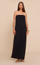 Black Floaty Woven Bandeau Maxi Dress