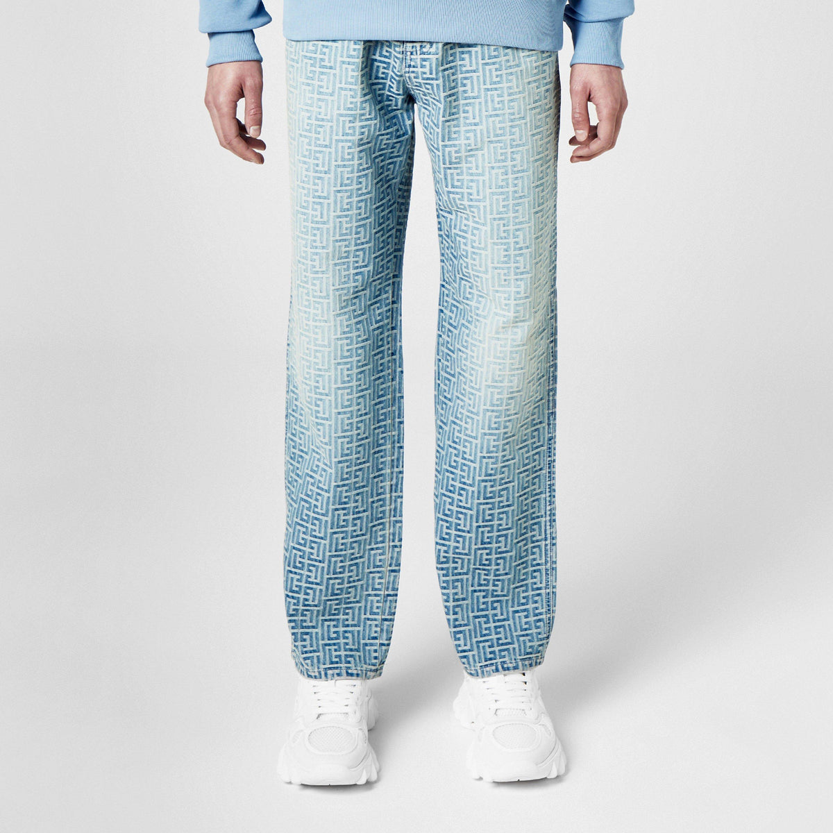 Monogrammed Jacquard Denim Jeans