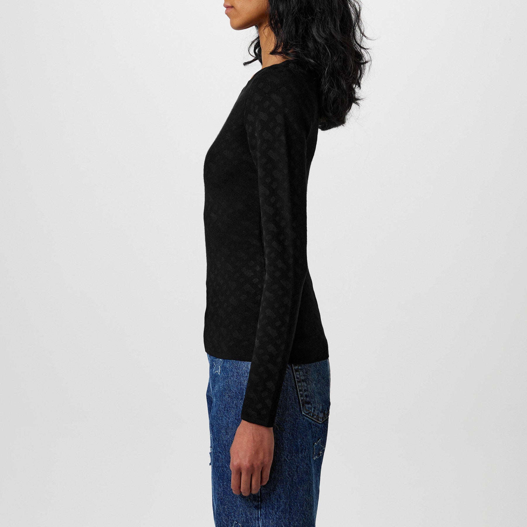Women's Ferenti Knitted Top, Two-tone Jacquard Pattern