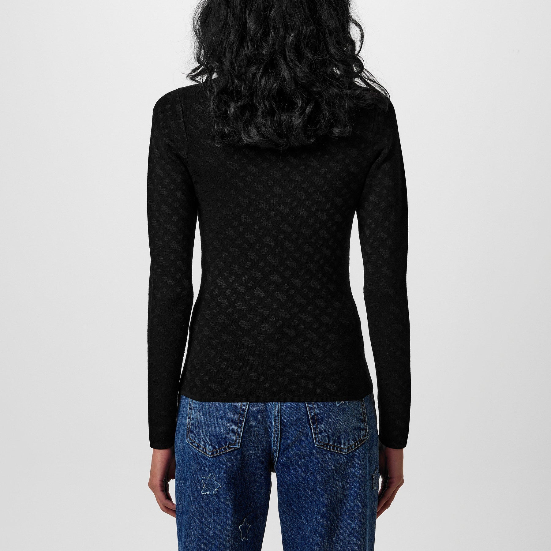 Women's Ferenti Knitted Top, Two-tone Jacquard Pattern