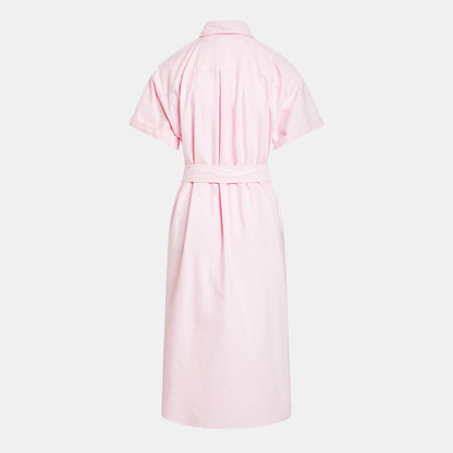 Belted Short-Sleeve Oxford Shirtdress