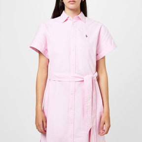 Belted Short-Sleeve Oxford Shirtdress