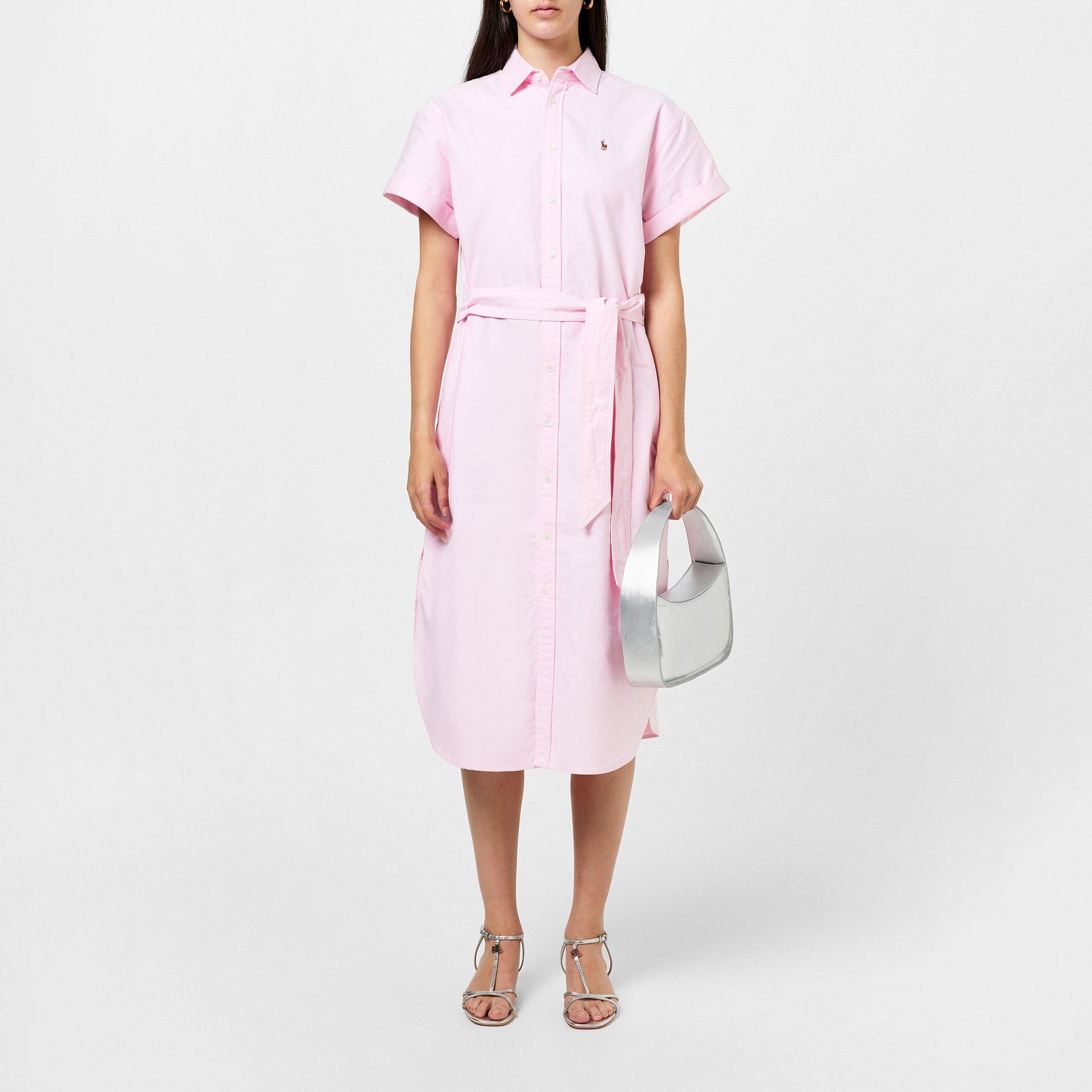 Belted Short-Sleeve Oxford Shirtdress