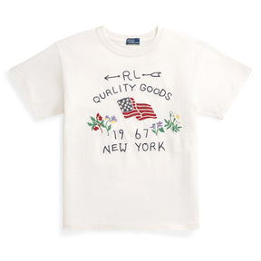 Embroidered Flag Cotton T-Shirt