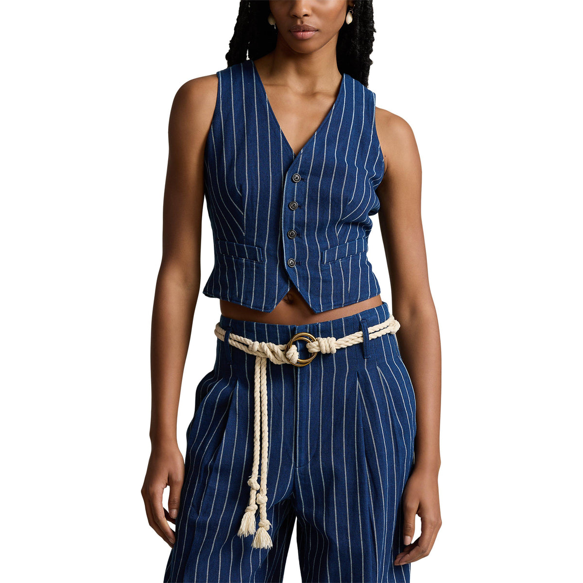 Pinstripe Linen-Cotton Waistcoat