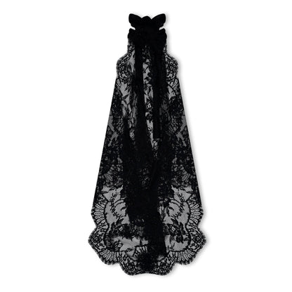 Asymmetrical Lace Top With Flower Detail On Neck