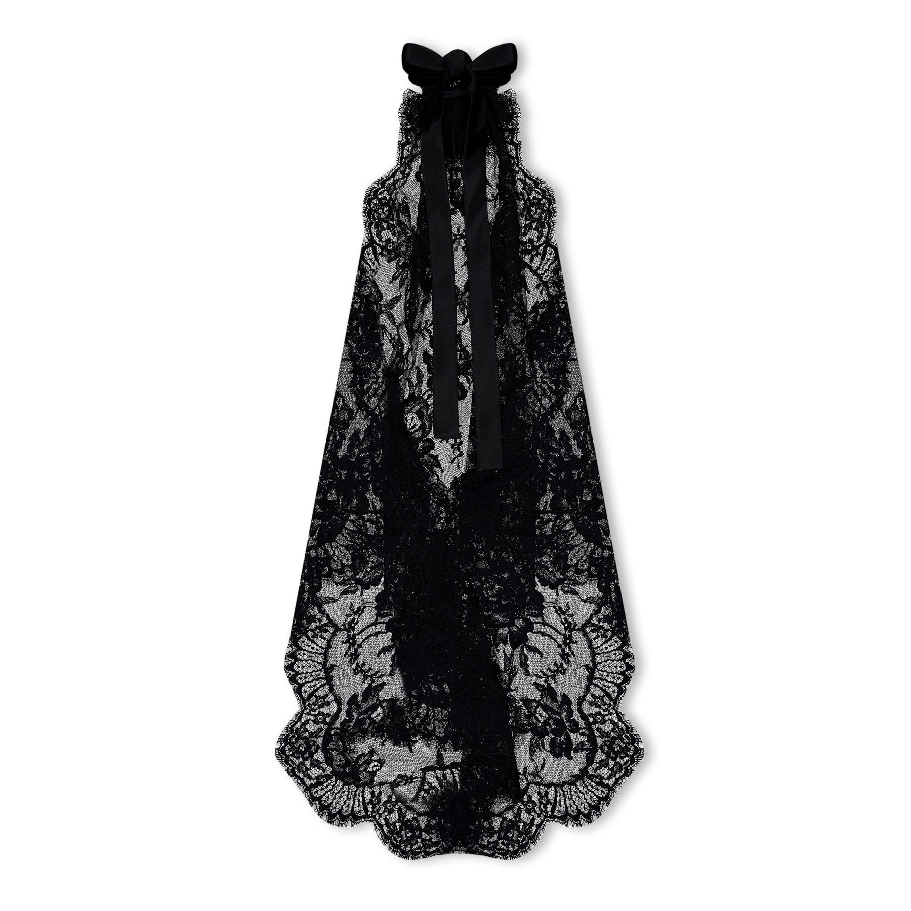 Asymmetrical Lace Top With Flower Detail On Neck