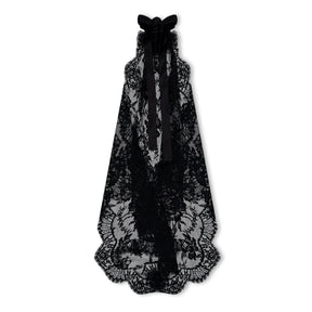 Asymmetrical Lace Top With Flower Detail On Neck