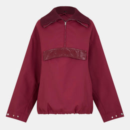 Techno Garbardine Caban Point Collar Long Sleeve Mid-Length Oversized Fit Rain Anorak