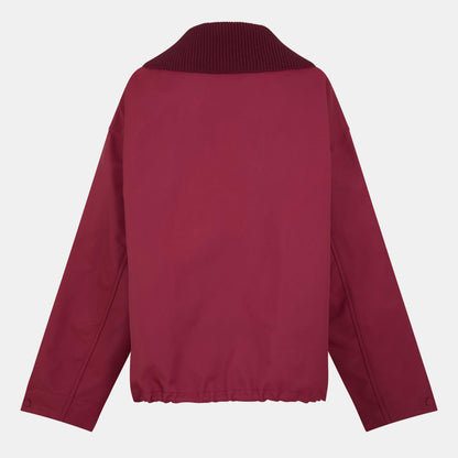 Techno Garbardine Caban Point Collar Long Sleeve Mid-Length Oversized Fit Rain Anorak