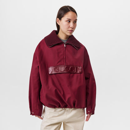 Techno Garbardine Caban Point Collar Long Sleeve Mid-Length Oversized Fit Rain Anorak