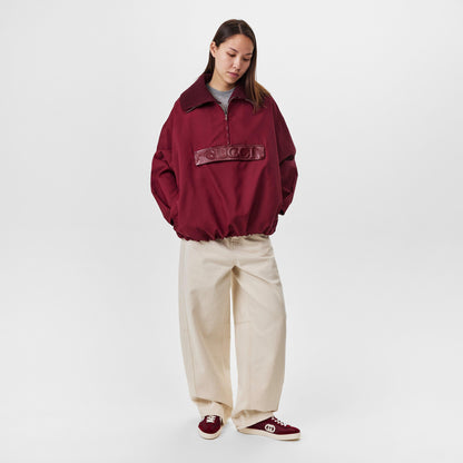 Techno Garbardine Caban Point Collar Long Sleeve Mid-Length Oversized Fit Rain Anorak