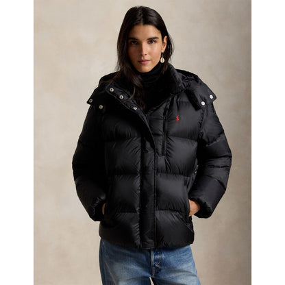 Carly Water-Repellent Quilted Duck Down Wind Resistant Detachable Hood Short Puffer Jacket