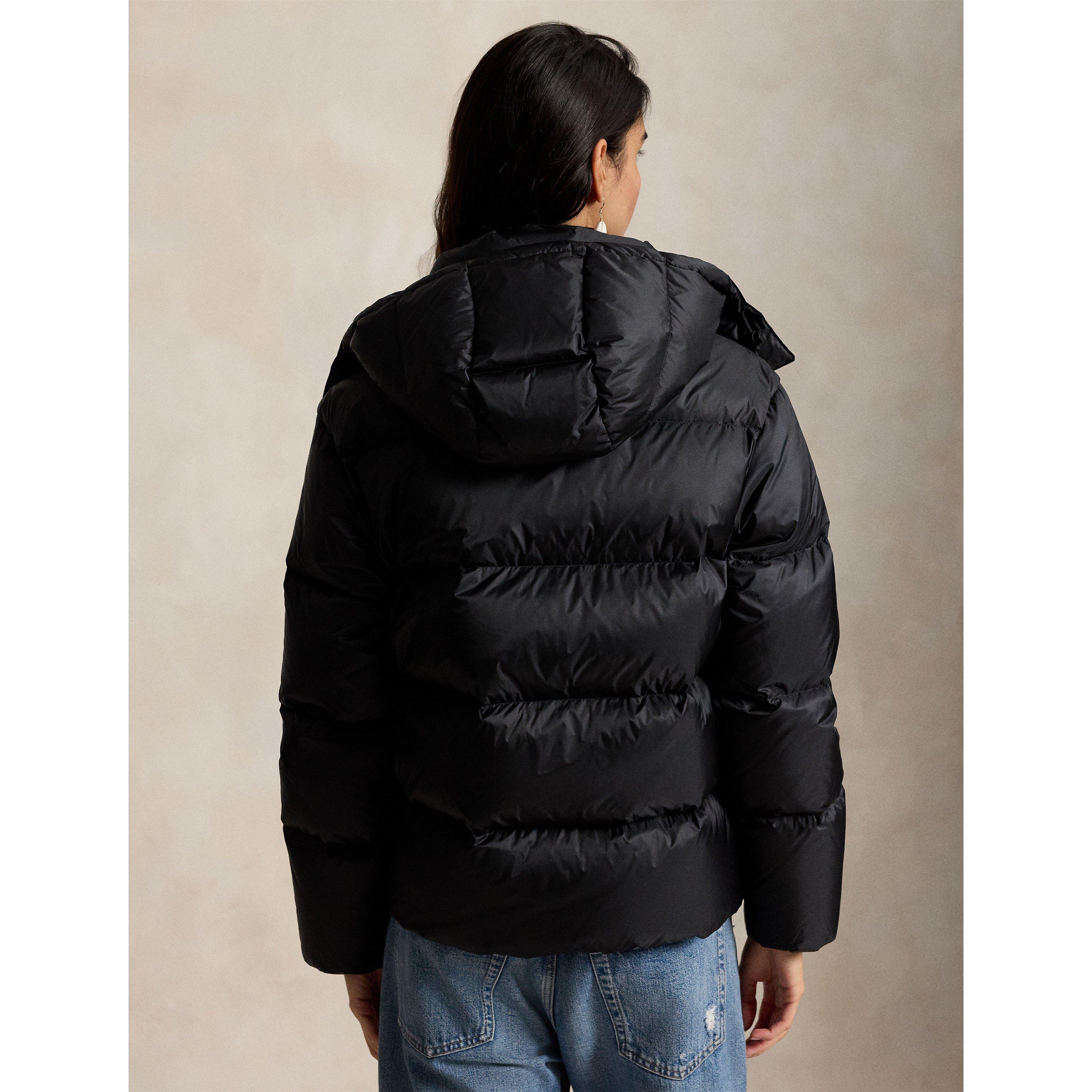Carly Water-Repellent Quilted Duck Down Wind Resistant Detachable Hood Short Puffer Jacket