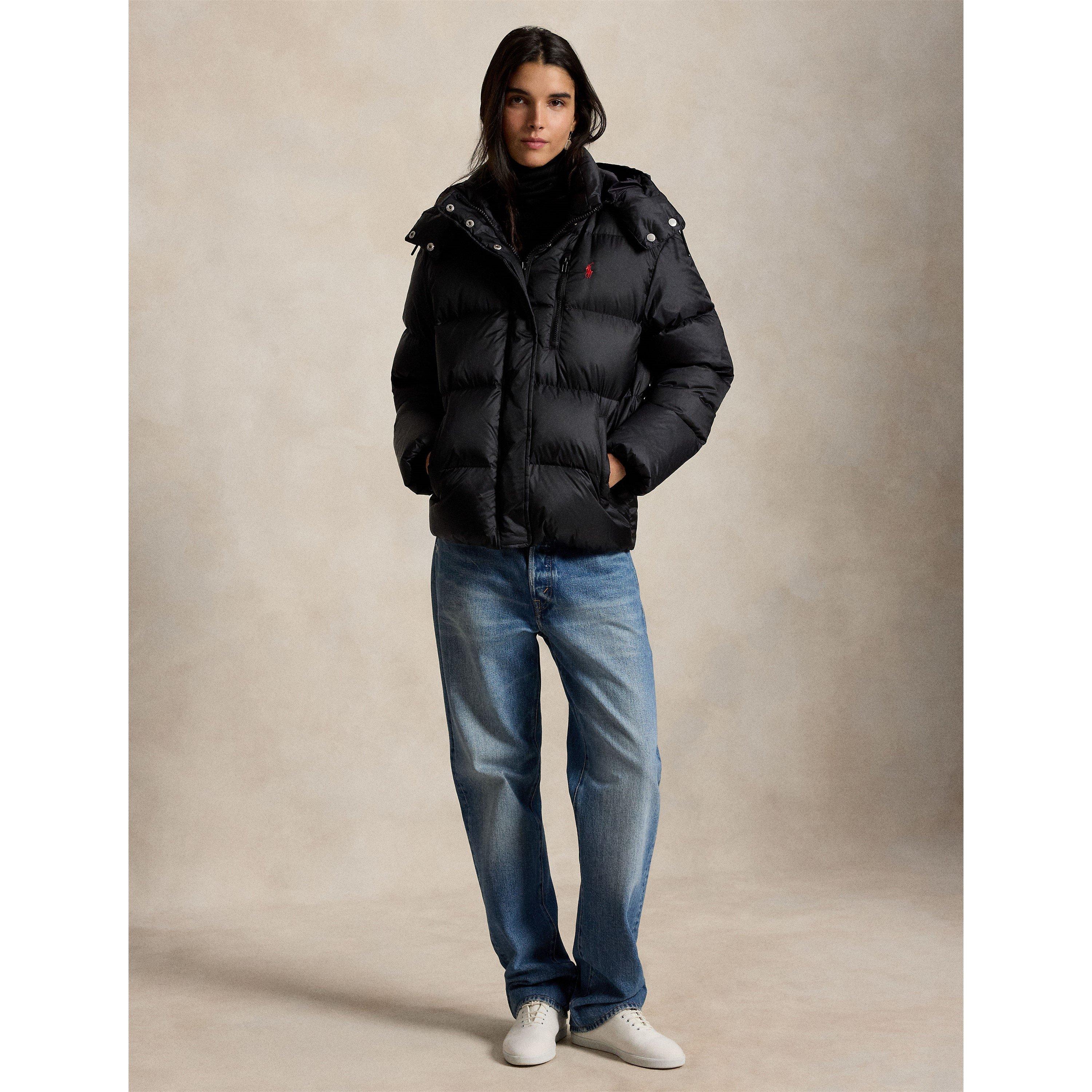 Carly Water-Repellent Quilted Duck Down Wind Resistant Detachable Hood Short Puffer Jacket
