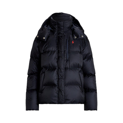 Carly Water-Repellent Quilted Duck Down Wind Resistant Detachable Hood Short Puffer Jacket