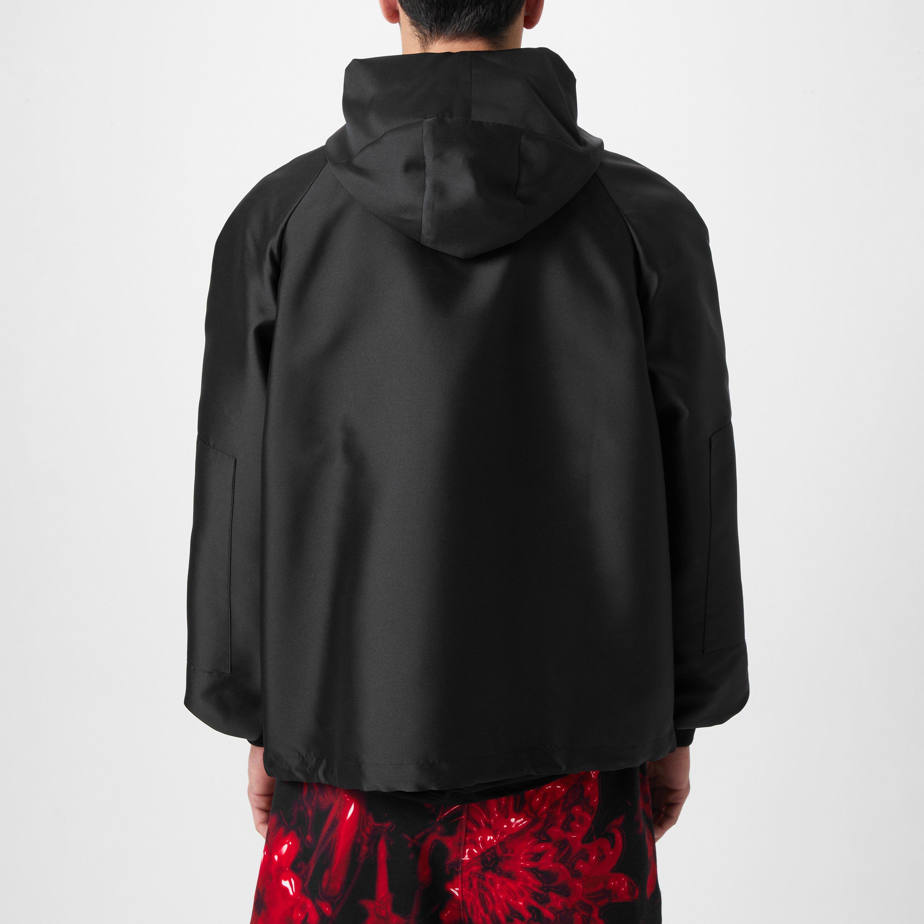 Embroidered Logo Hooded Long Sleeve Windbreaker
