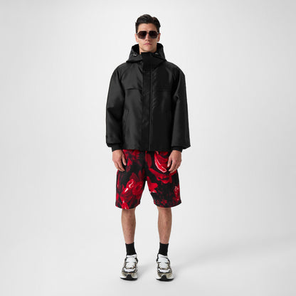 Embroidered Logo Hooded Long Sleeve Windbreaker