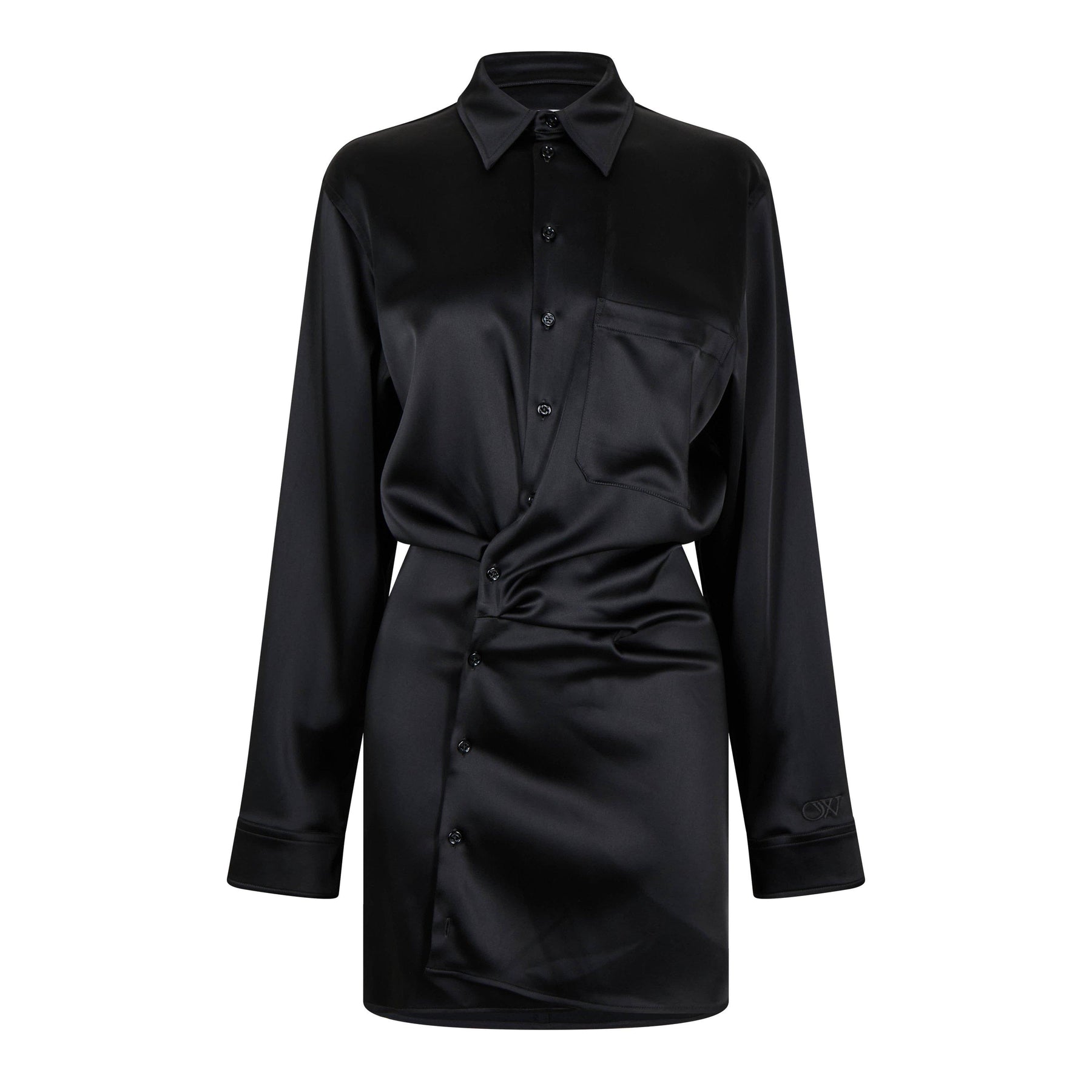 Ruched Asymmetric Shirt Dress