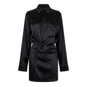 Ruched Asymmetric Shirt Dress