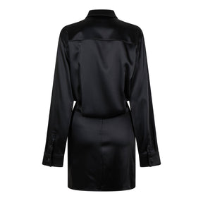 Ruched Asymmetric Shirt Dress