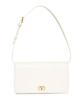 Foldover-top Leather Bag with Vlogo Detail