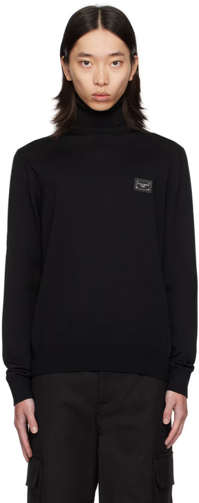Dolce&Gabbana Black Logo Plaque Turtleneck
