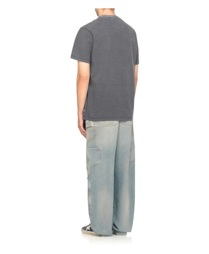 Golden Goose Blue Cotton T-shirt with Logo