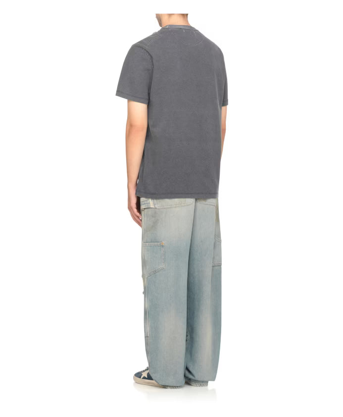 Golden Goose Blue Cotton T-shirt with Logo