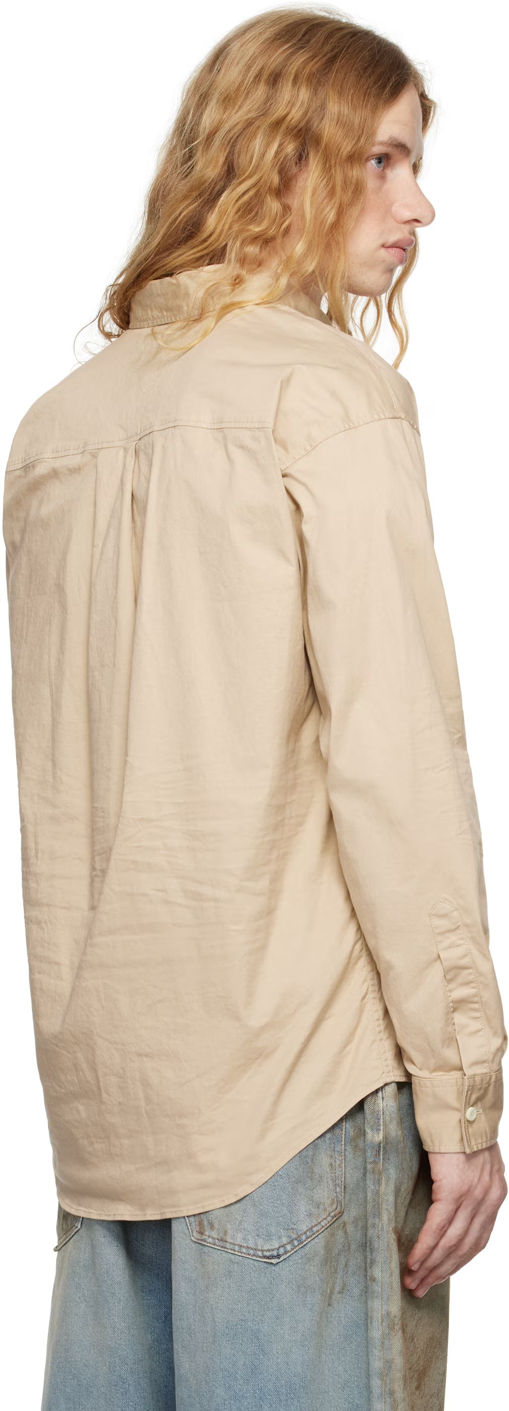 Beige Icon Dropped Shoulder Shirt