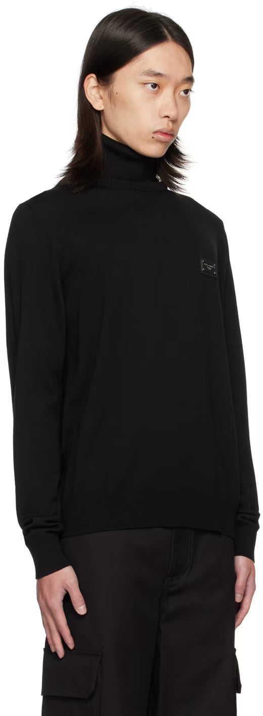 Dolce&Gabbana Black Logo Plaque Turtleneck