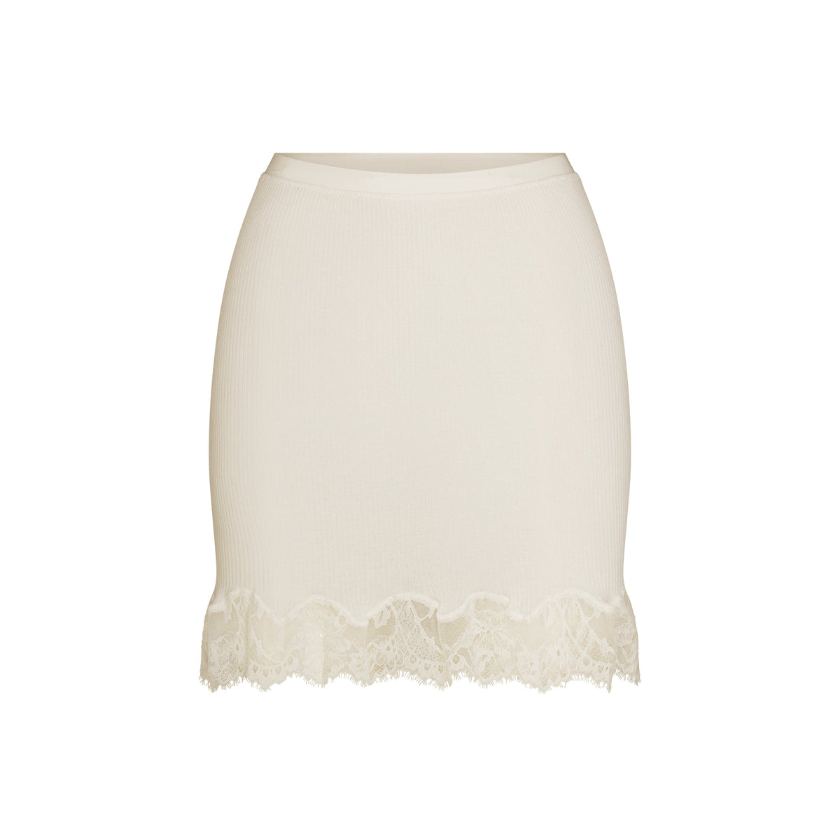 Rib Knit Lace Mini Skirt