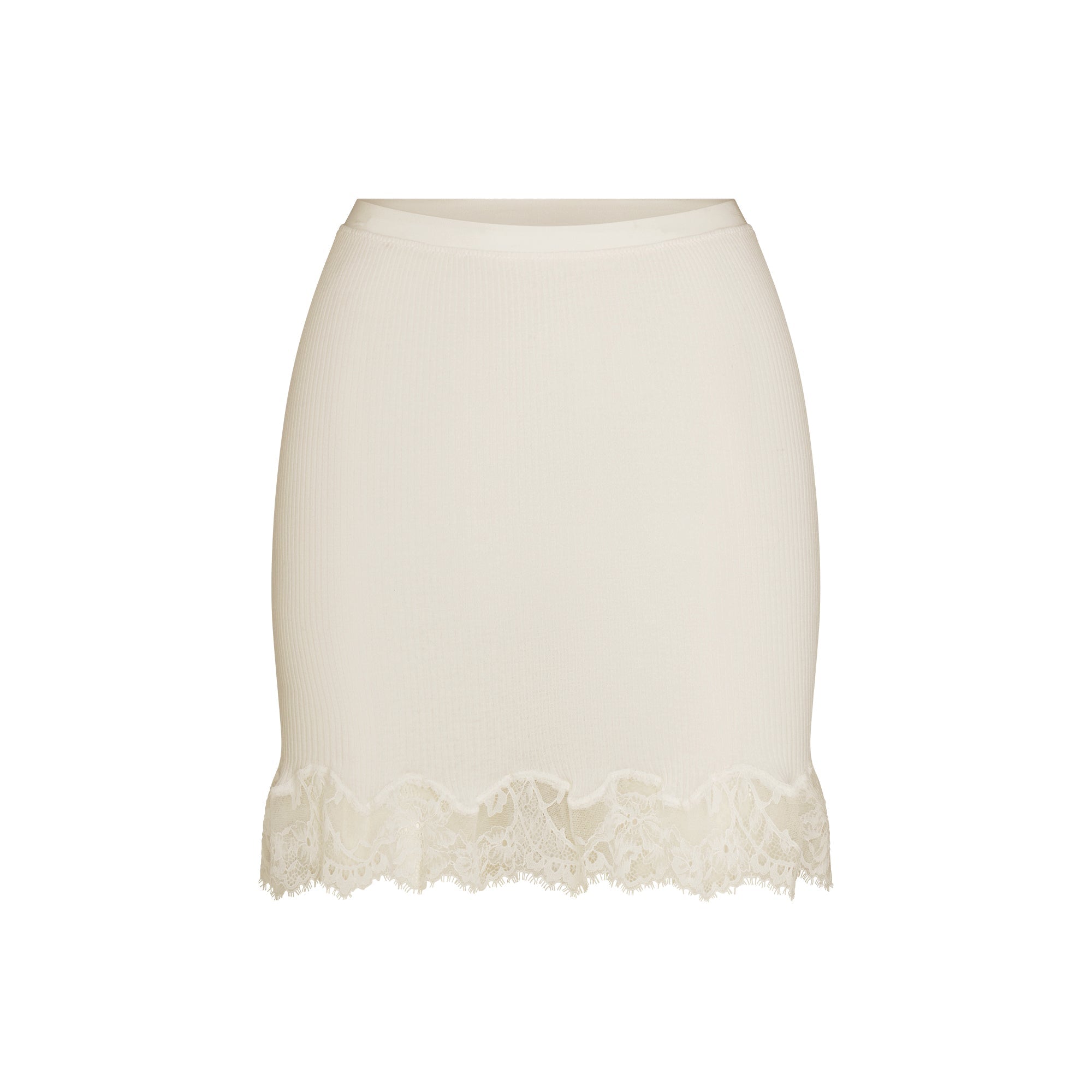 Rib Knit Lace Mini Skirt