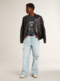 Golden goose 'Norwood' Black Jacket with Lapels and Patch Pockets on the Front in Grained Leather Man