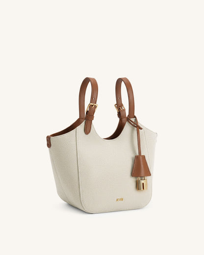 Ines Padlock Tote Bag - Brown Canvas