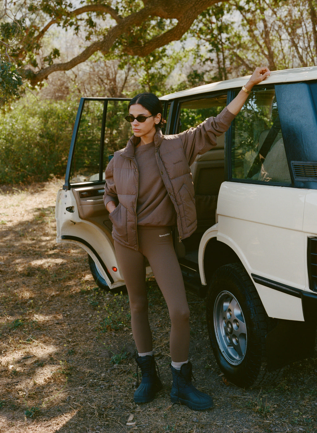 Serif Logo Legging - Toffee/White