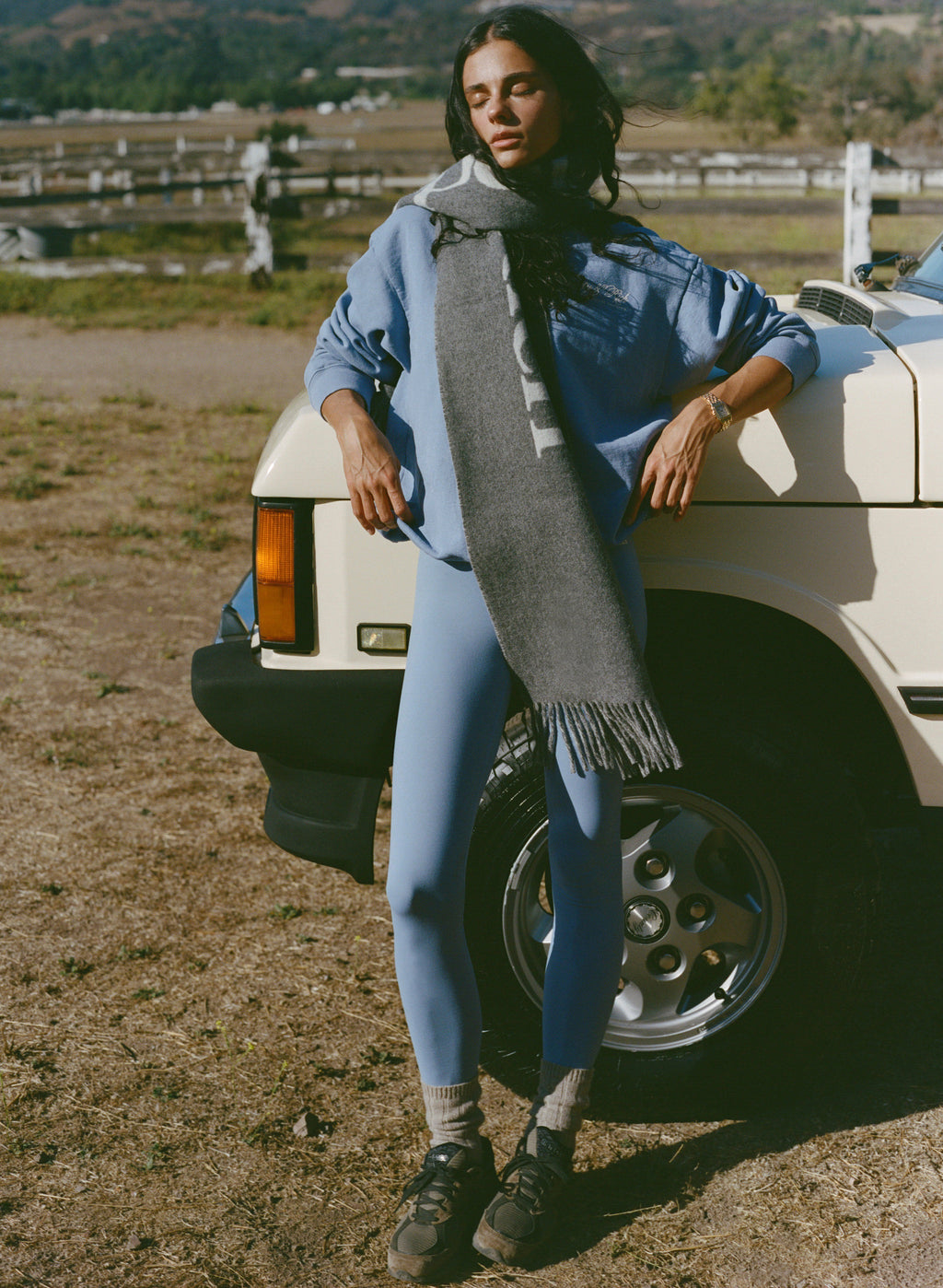 Serif Logo Legging - Colony Blue/White