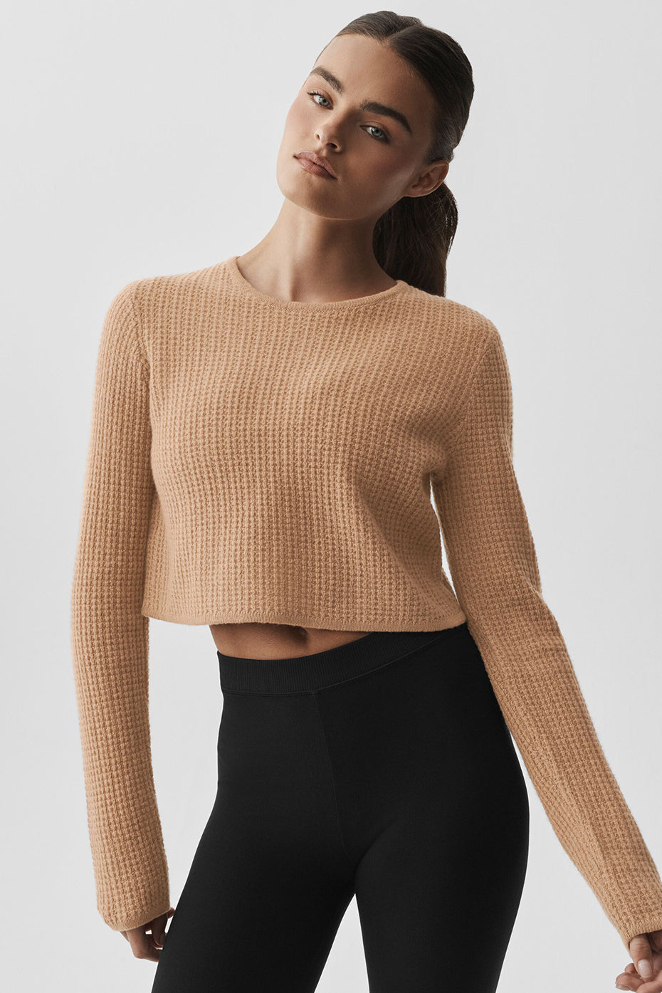 Cashmere Plush Waffle Cropped Long Sleeve