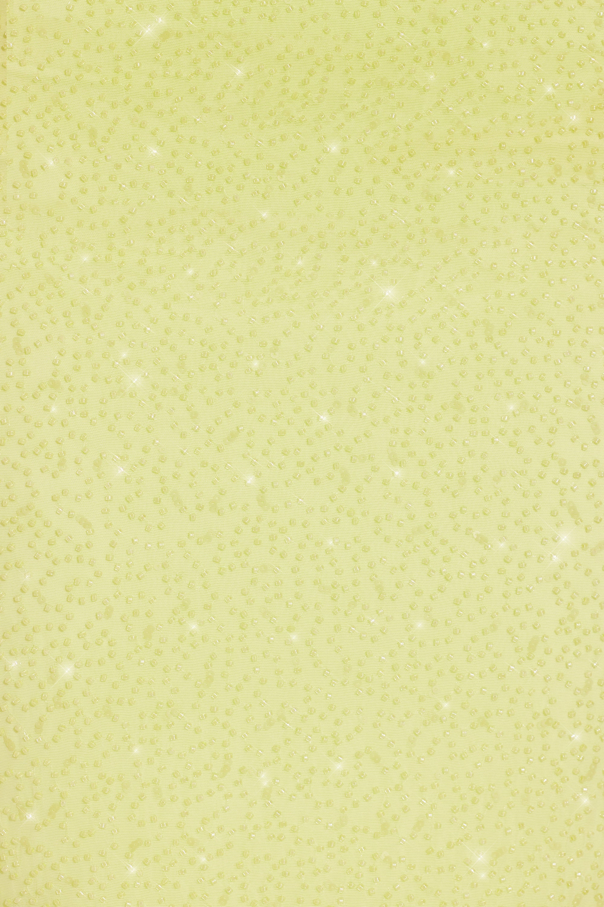 Embellished Side Split Maxi Skirt in Lime Green