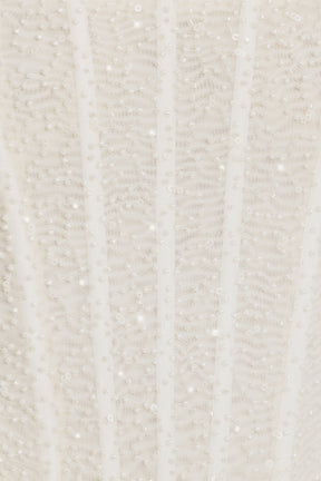 Embellished Corset Tulle Skirt Mini Dress in White