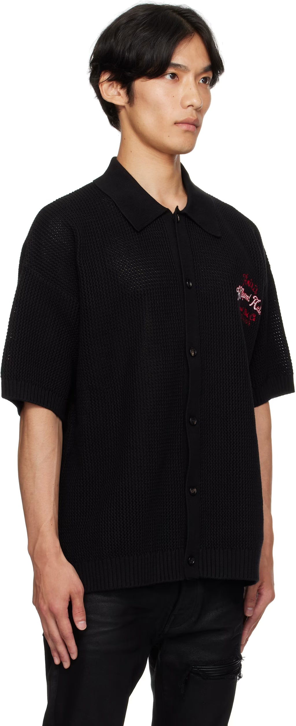 Black 'Hollywood Auto' Mesh Shirt