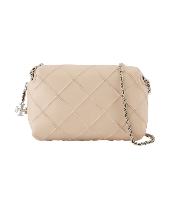 Quilted Lambskin Crossbody Bag in Pink