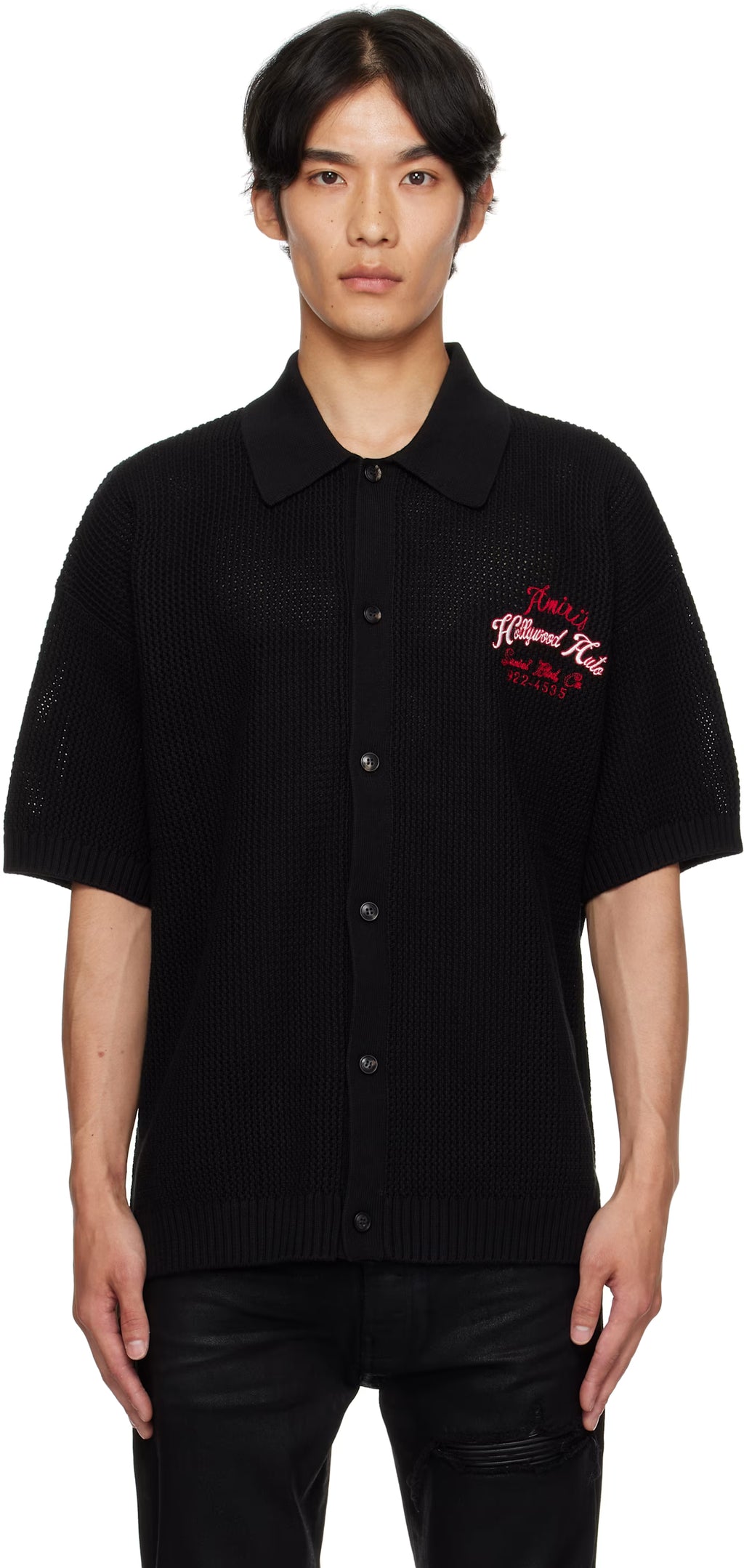 Black 'Hollywood Auto' Mesh Shirt